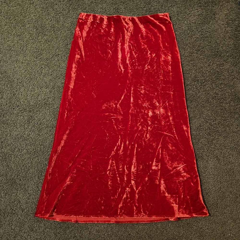 Anthropologie Scarlet Velvet A-Line Skirt